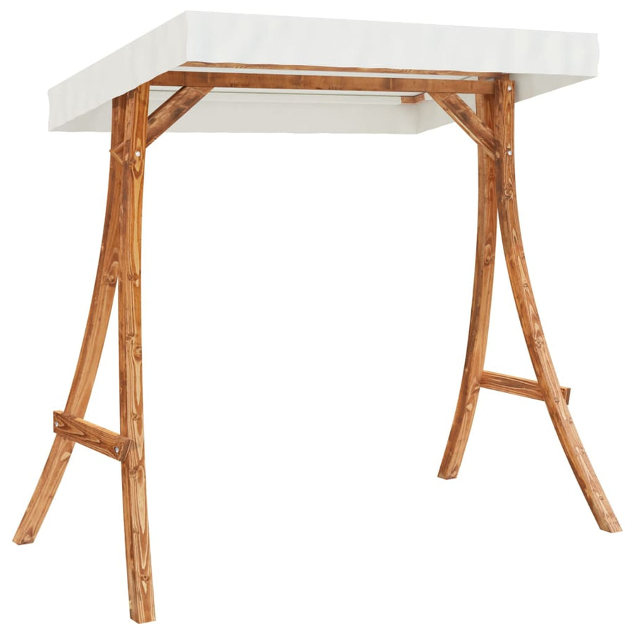 Schommelframe Met Kleur Dak Gebogen Hout Met Teakafwerking Crème