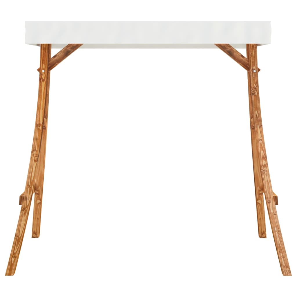 Schommelframe Met Kleur Dak Gebogen Hout Met Teakafwerking Crème