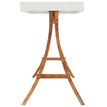 Schommelframe Met Kleur Dak Gebogen Hout Met Teakafwerking Crème