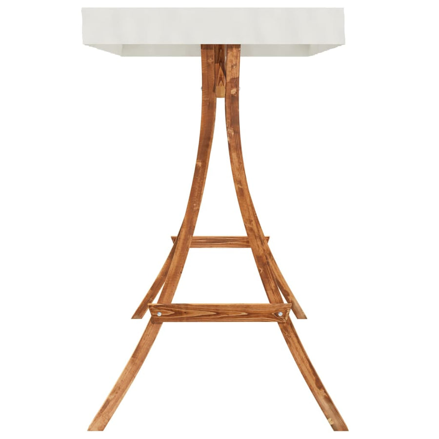 Schommelframe Met Kleur Dak Gebogen Hout Met Teakafwerking Crème