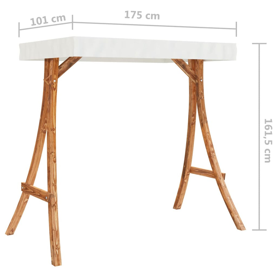 Schommelframe Met Kleur Dak Gebogen Hout Met Teakafwerking Crème