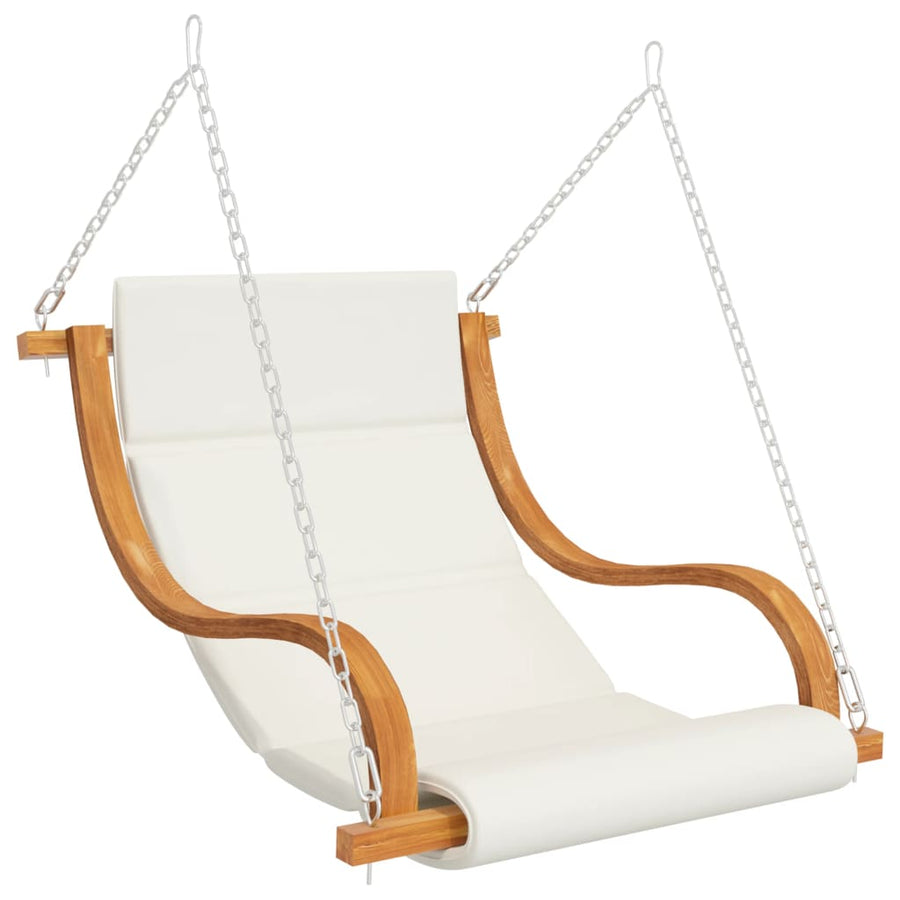 Schommelstoel Met Kleur Kussen Gebogen Hout Teakafwerking crème
