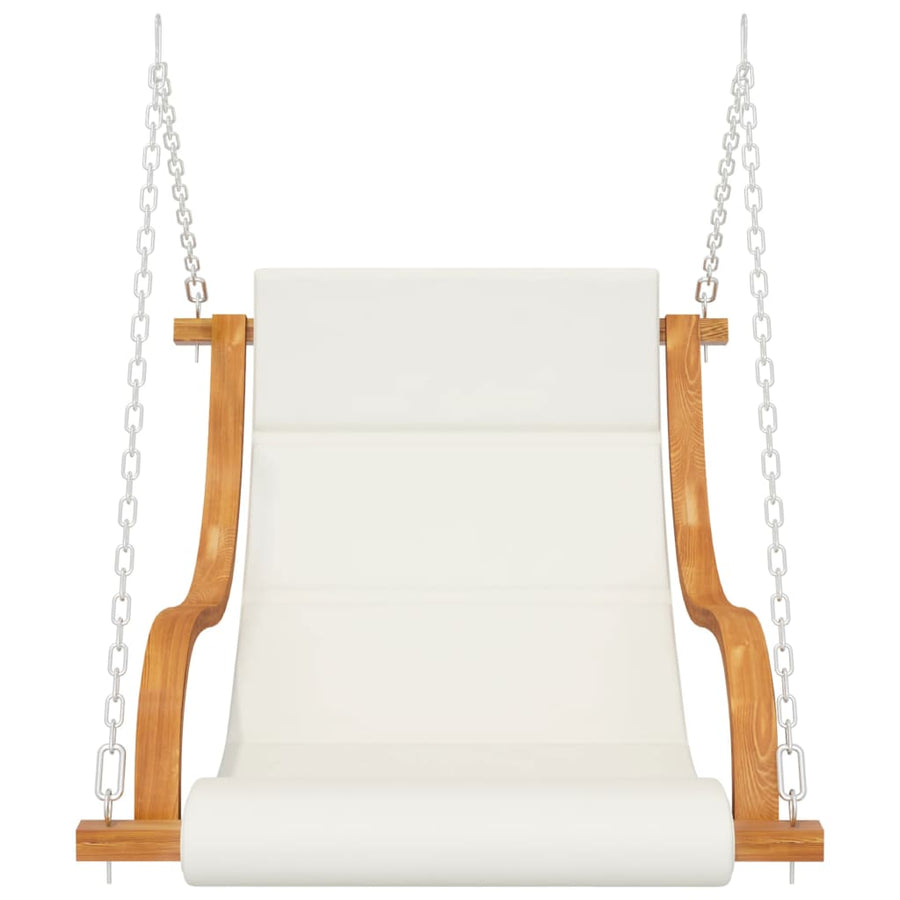 Schommelstoel Met Kleur Kussen Gebogen Hout Teakafwerking crème