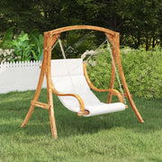 Schommelstoel gebogen hout 115x100x67 cm crème