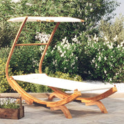 Lounge bed with canopy 100x190x134 cm solid bentwood cream