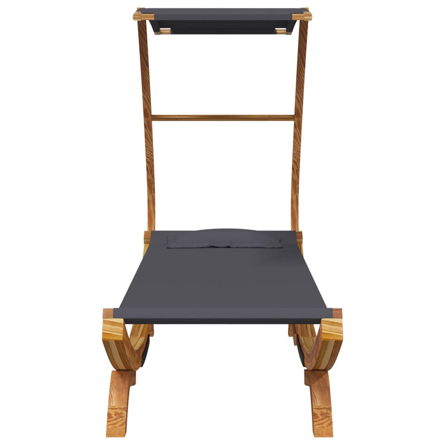 Loungebed Met Luifel Gebogen Hout Kleur 100 x 190 x 134 cm Antraciet