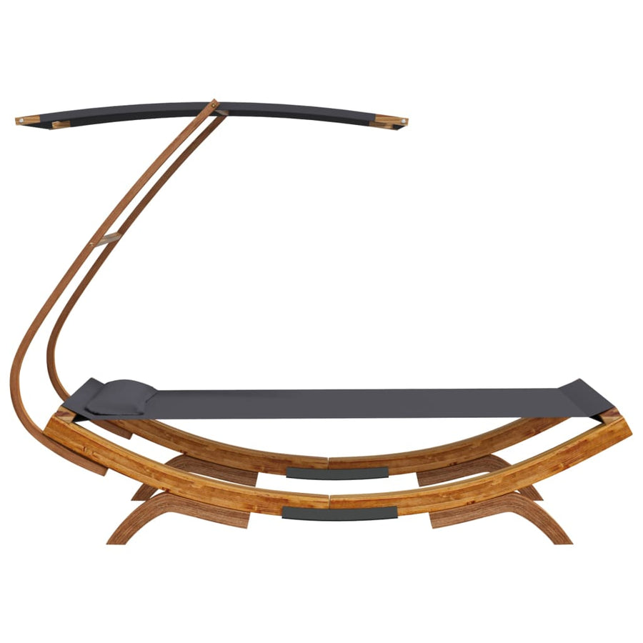 Loungebed Met Luifel Gebogen Hout Kleur 100 x 190 x 134 cm Antraciet