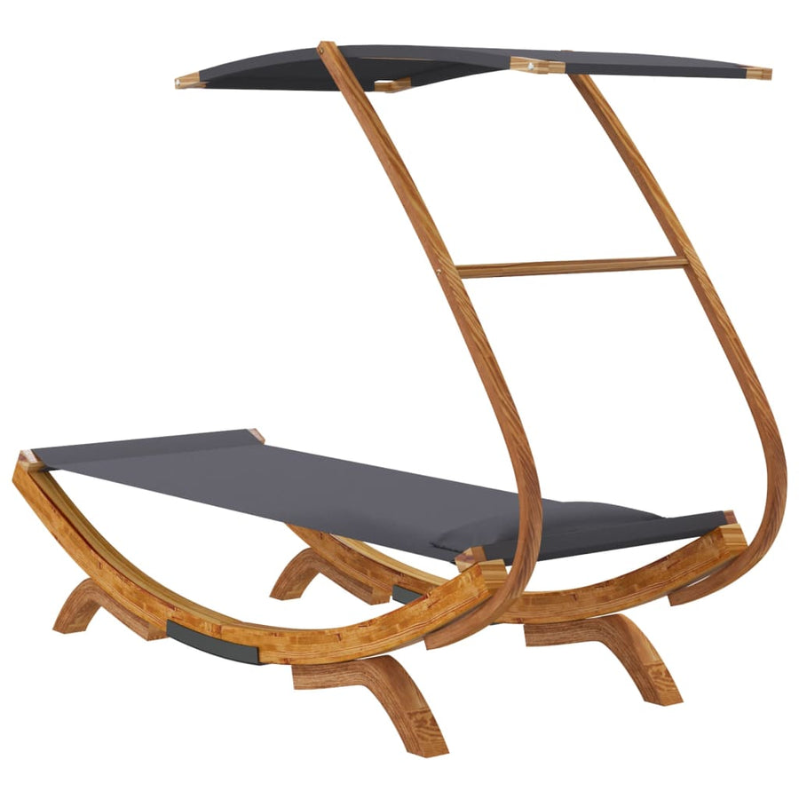 Loungebed Met Luifel Gebogen Hout Kleur 100 x 190 x 134 cm Antraciet