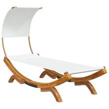 Loungebed Met Luifel Massief Gebogen Hout 100 x 200 x 126 cm Crème