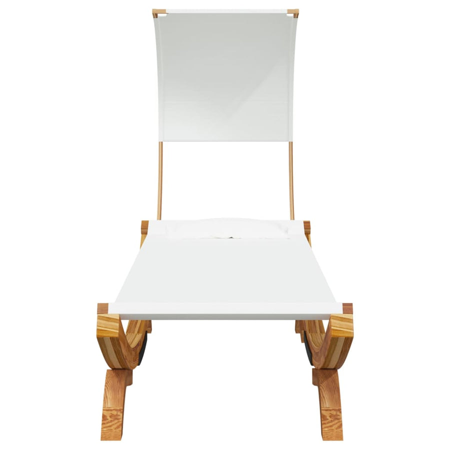Loungebed Met Luifel Massief Gebogen Hout 100 x 200 x 126 cm Crème