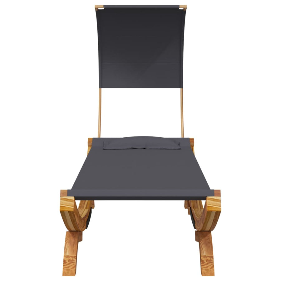 Loungebed Met Luifel Gebogen Hout Kleur 100 x 200 x 126 cm Antraciet