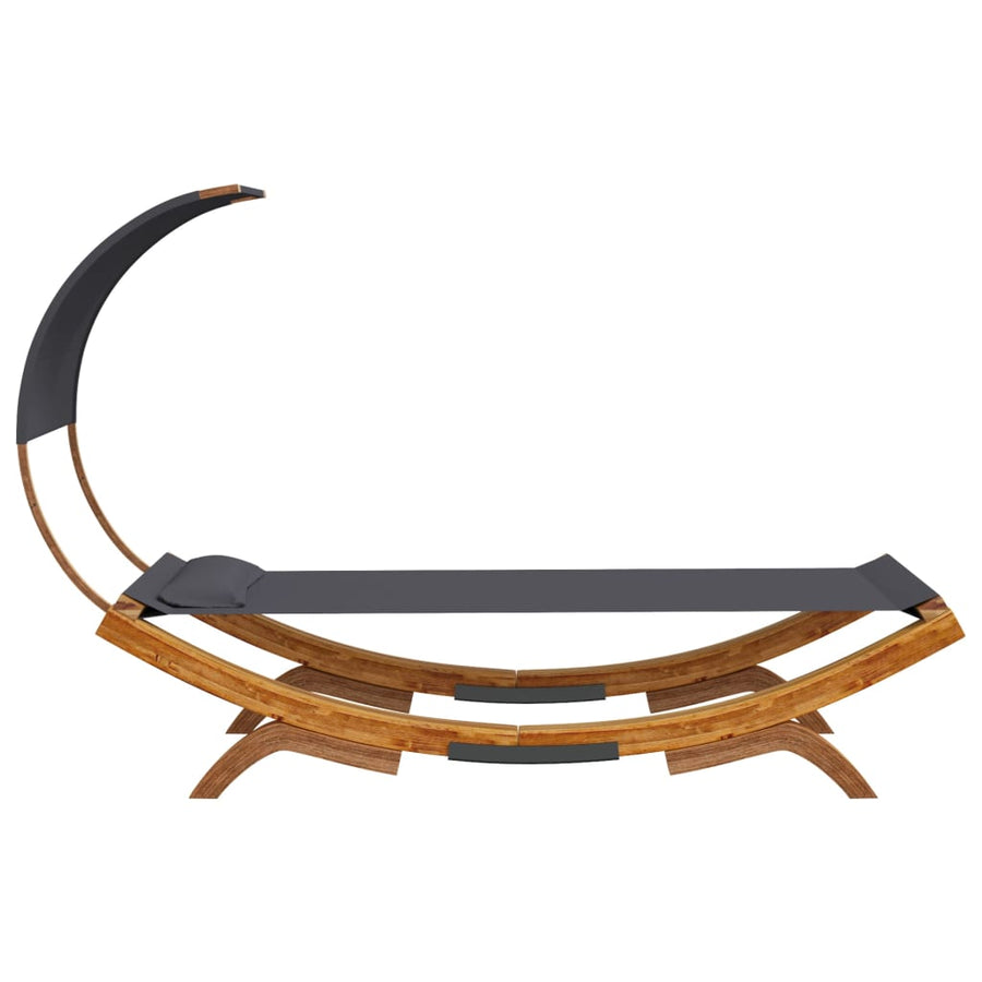 Loungebed Met Luifel Gebogen Hout Kleur 100 x 200 x 126 cm Antraciet