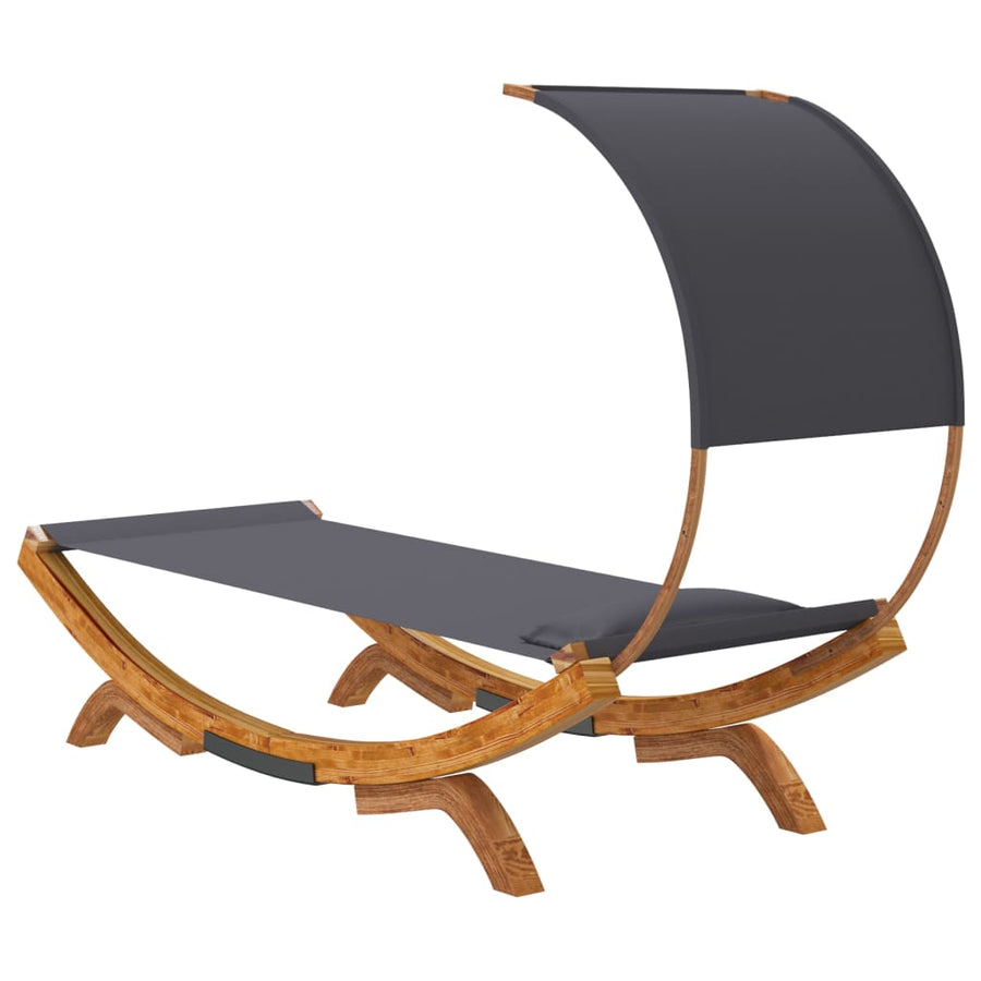 Loungebed Met Luifel Gebogen Hout Kleur 100 x 200 x 126 cm Antraciet