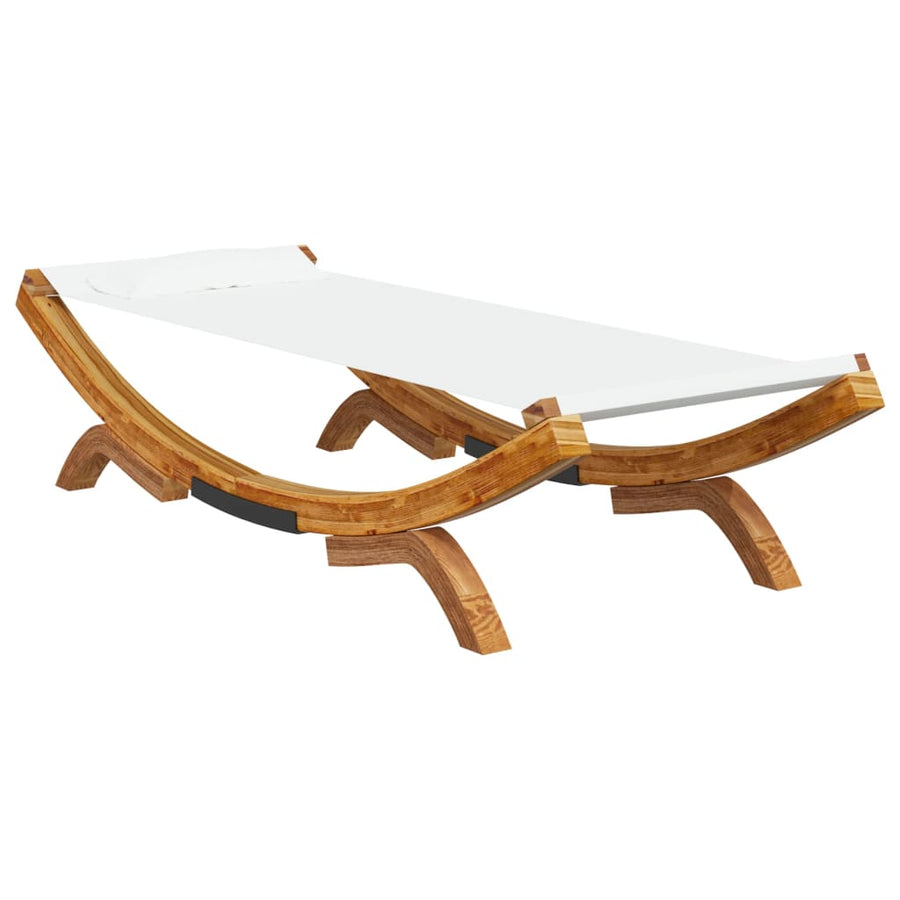 Loungebed 100X188,5X44 Cm Massief Gebogen Hout Kleurig 100 x 188.5 x 44 cm Crème
