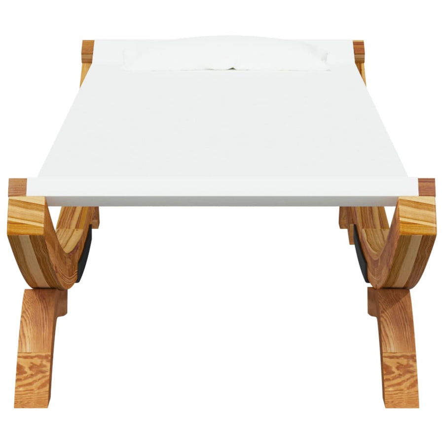 Loungebed 100X188,5X44 Cm Massief Gebogen Hout Kleurig 100 x 188.5 x 44 cm Crème
