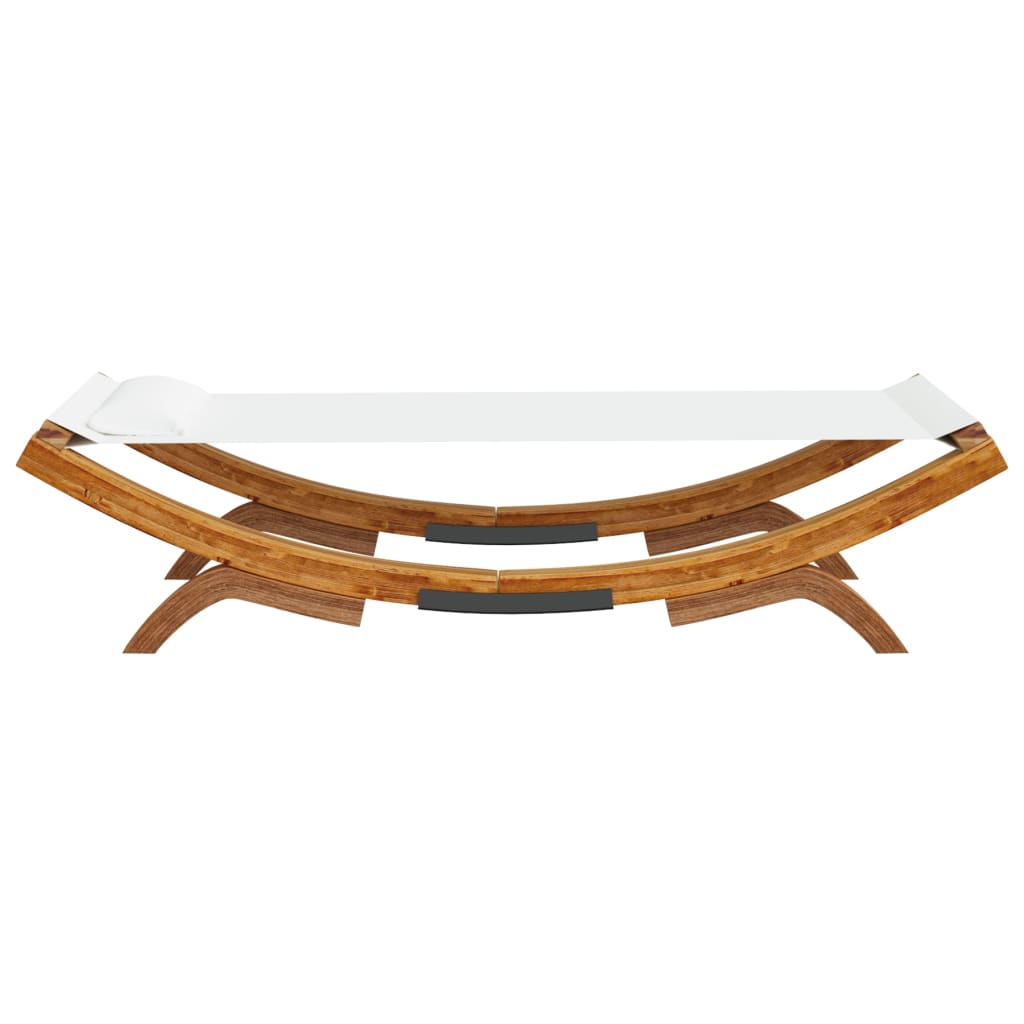 Loungebed 100X188,5X44 Cm Massief Gebogen Hout Kleurig 100 x 188.5 x 44 cm Crème