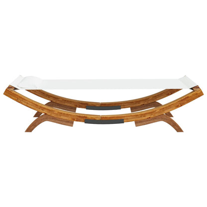 Loungebed 100X188,5X44 Cm Massief Gebogen Hout Kleurig 100 x 188.5 x 44 cm Crème