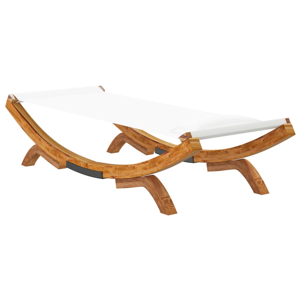 Loungebed 100X188,5X44 Cm Massief Gebogen Hout Kleurig 100 x 188.5 x 44 cm Crème