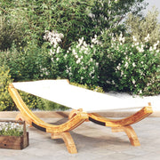 Loungebed 100x188,5x44 cm massief hout crèmekleurig