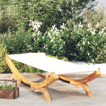 Loungebed 100X188,5X44 Cm Massief Gebogen Hout Kleurig 100 x 188.5 x 44 cm Crème