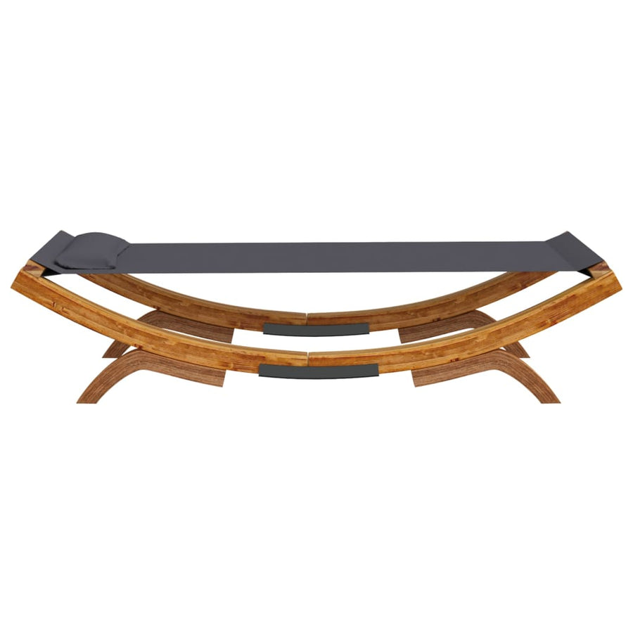 Loungebed 100X188,5X44 Cm Massief Gebogen Hout Kleurig 100 x 188.5 x 44 cm Antraciet