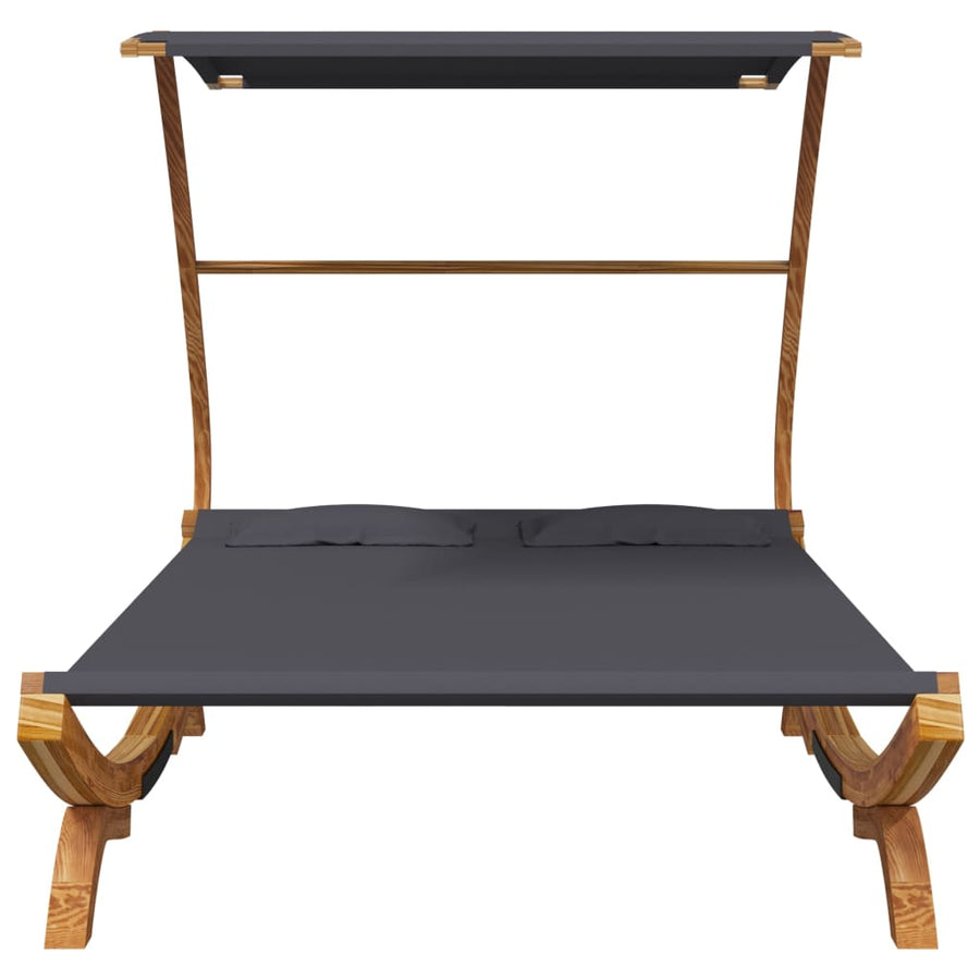 Loungebed Met Luifel Gebogen Hout Kleur 165 x 203 x 138 cm Antraciet