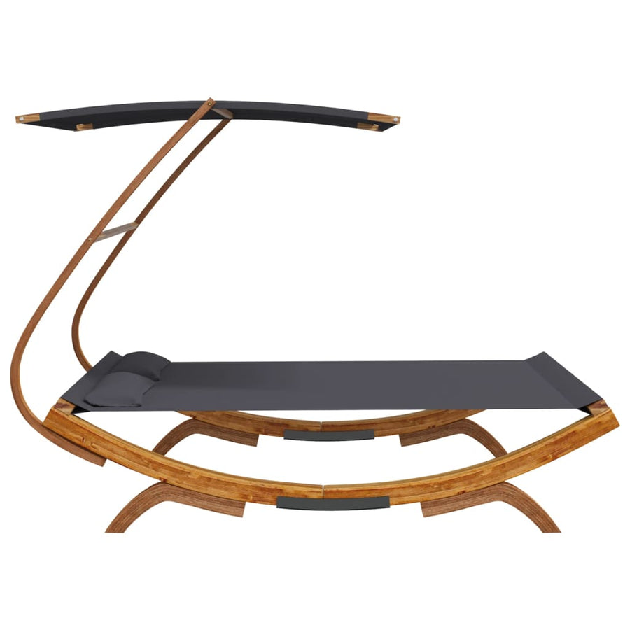 Loungebed Met Luifel Gebogen Hout Kleur 165 x 203 x 138 cm Antraciet