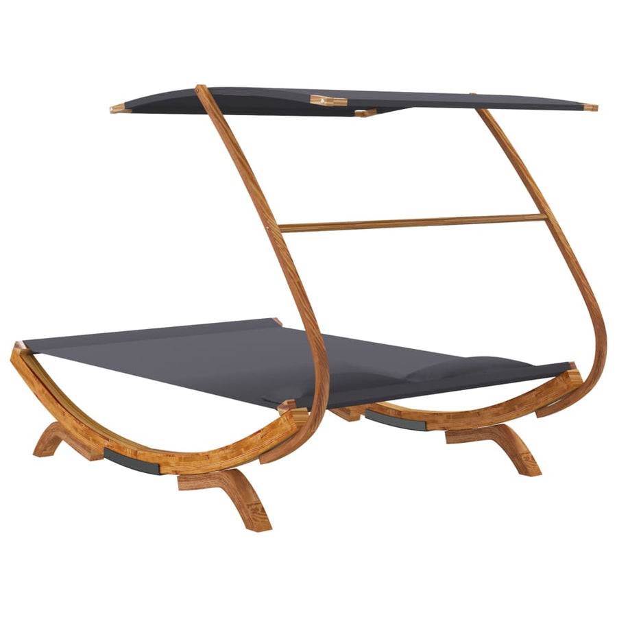 Loungebed Met Luifel Gebogen Hout Kleur 165 x 203 x 138 cm Antraciet