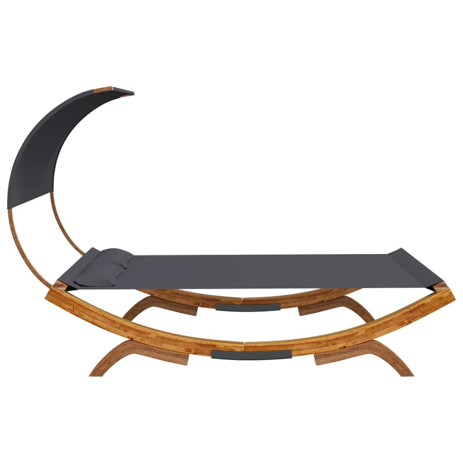 Loungebed Met Luifel Gebogen Hout Kleur 165 x 203 x 126 cm Antraciet