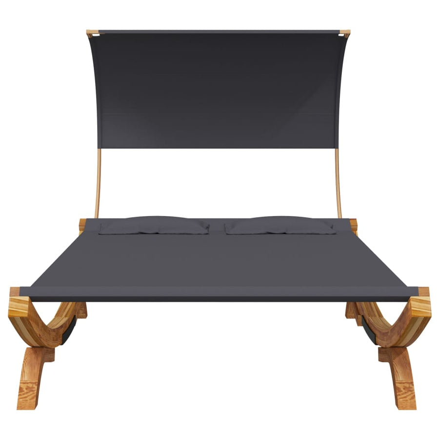 Loungebed Met Luifel Gebogen Hout Kleur 165 x 203 x 126 cm Antraciet