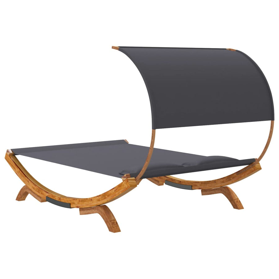 Loungebed Met Luifel Gebogen Hout Kleur 165 x 203 x 126 cm Antraciet