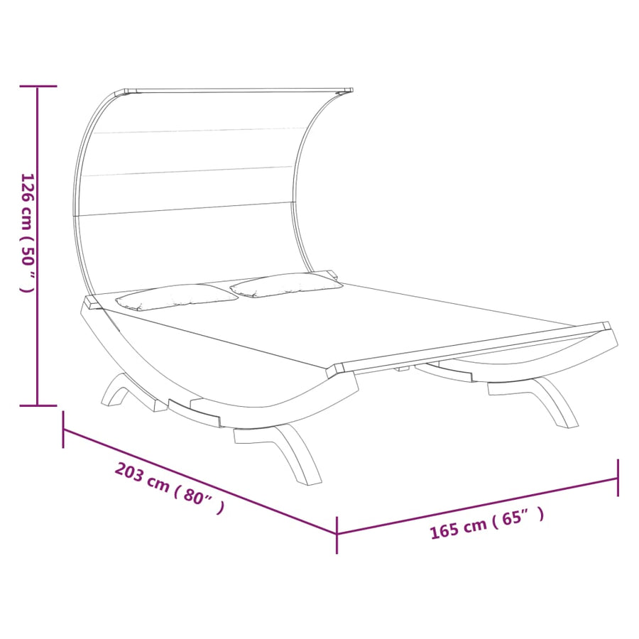 Loungebed Met Luifel Gebogen Hout Kleur 165 x 203 x 126 cm Antraciet