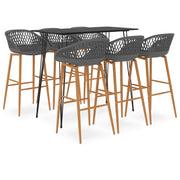 Barset 7-delig zwart grijs MDF metaal