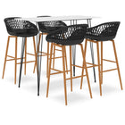 Barset 5-delig wit zwart 120x60x105 cm