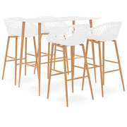 Barset 5-delig wit MDF metaal hout-look