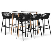 Barset 7-delig wit zwart 120x60x105 cm