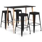 Barset 5-delig zwart MDF metaal
