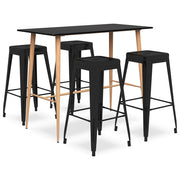 Barset 5-delig zwart MDF metaal