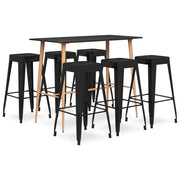 Barset 7-delig zwart 120x60x105 cm
