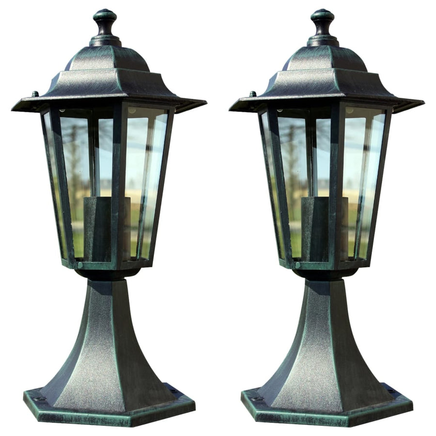Tuinlampen 2 St Aluminium Donkergroen/Zwart