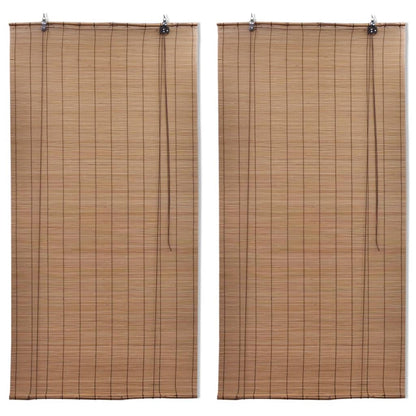 Rolgordijnen 2 St 120X220 Cm Bamboe Bruin