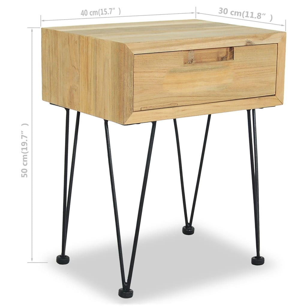 Nachtkastjes 2 st 40x30x50 cm massief teakhout
