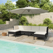 Loungeset 6-delig poly rattan zwart