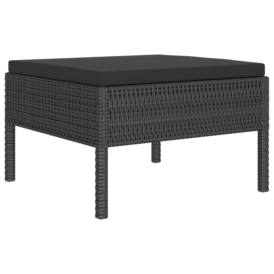 6-delige Loungeset met kussens poly rattan zwart