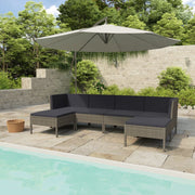 Loungeset 6-delig poly rattan grijs