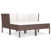 4-Delige Loungeset Met Kussens Poly Rattan Bruin 2x hoek + 2x voetensteun