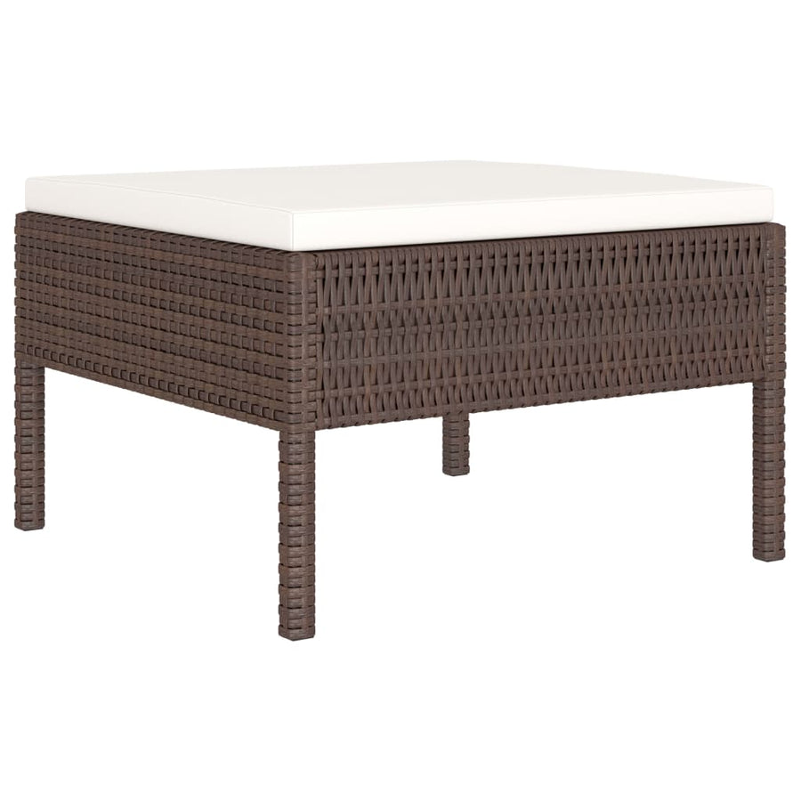 4-Delige Loungeset Met Kussens Poly Rattan Bruin 2x hoek + 2x voetensteun
