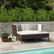 Loungeset 4-delig poly rattan bruin