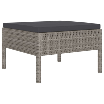 4-Delige Loungeset Met Kussens Poly Rattan Grijs 2x hoek + 2x voetensteun