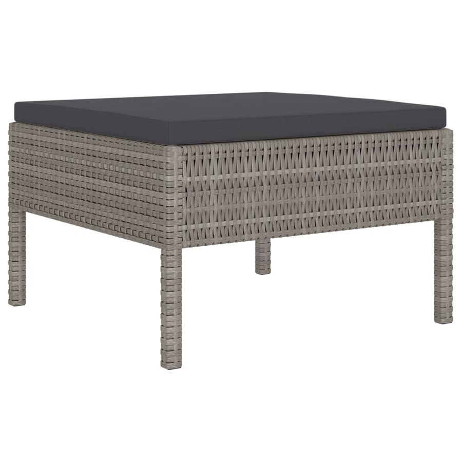 4-Delige Loungeset Met Kussens Poly Rattan Grijs 2x hoek + 2x voetensteun